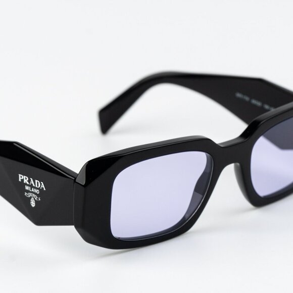 Prada PR17WS 16K40J BRAND NEW Sunglasses Black Violet Rectangle Unisex - Picture 6 of 9